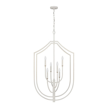 Atlas Lighting Continuance 26in 6-Light Pendant | Modern Textured White and Satin Brass Linear | Kitchen Island & Dining Room | Model CL11756-WH