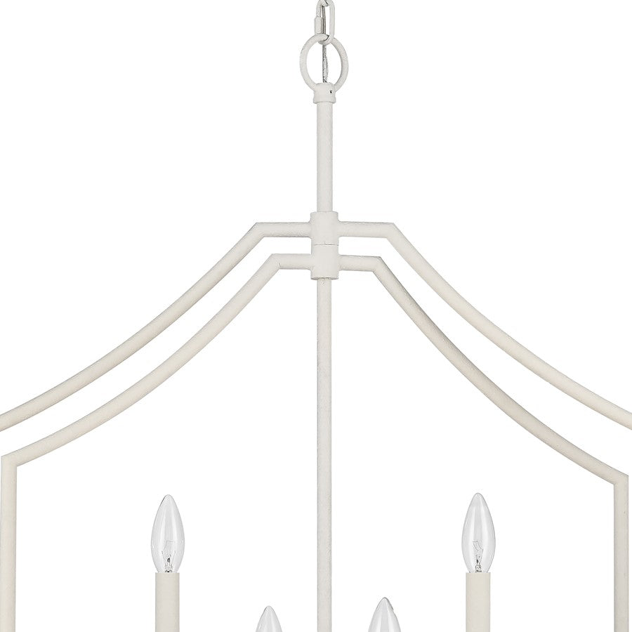 Atlas Lighting Continuance 26in 6-Light Pendant | Modern Textured White and Satin Brass Linear | Kitchen Island & Dining Room | Model CL11756-WH