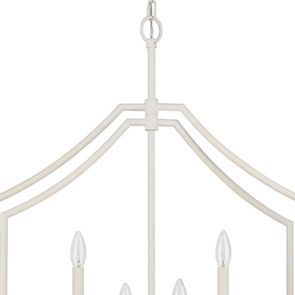 Atlas Lighting Continuance 26in 6-Light Pendant | Modern Textured White and Satin Brass Linear | Kitchen Island & Dining Room | Model CL11756-WH