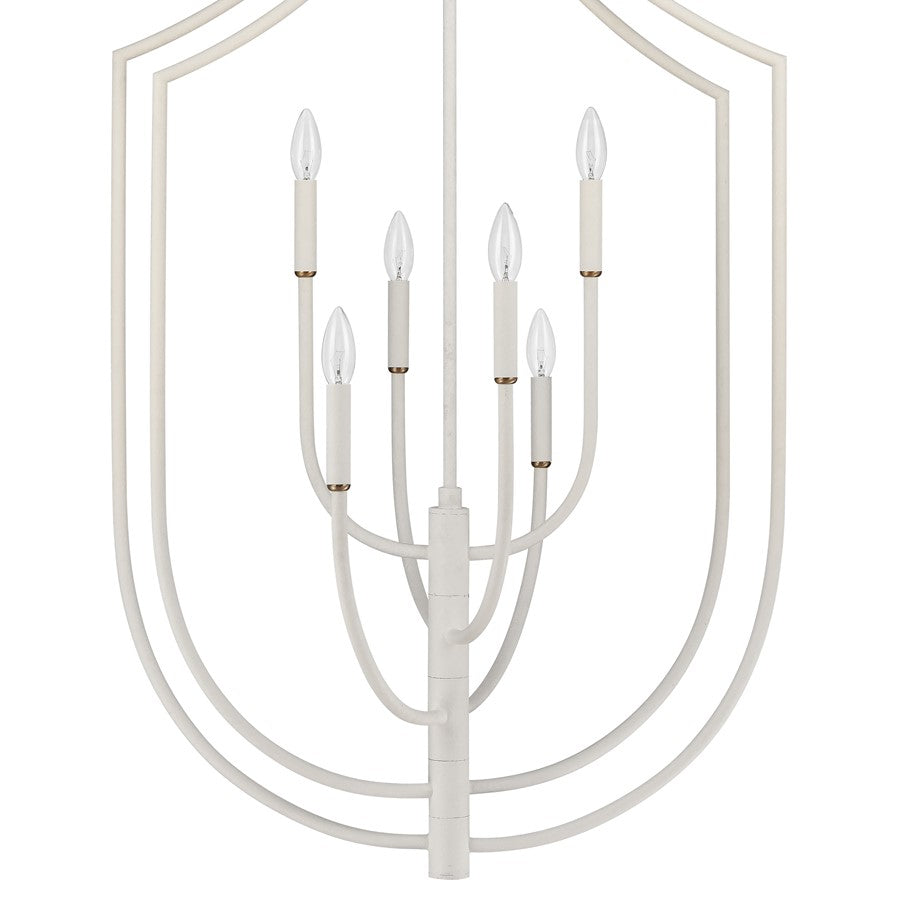 Atlas Lighting Continuance 26in 6-Light Pendant | Modern Textured White and Satin Brass Linear | Kitchen Island & Dining Room | Model CL11756-WH