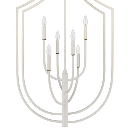 Atlas Lighting Continuance 26in 6-Light Pendant | Modern Textured White and Satin Brass Linear | Kitchen Island & Dining Room | Model CL11756-WH