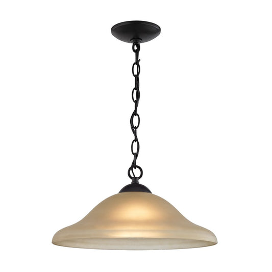 Atlas Lighting Conway 15in 1-Light Pendant | Traditional Oil Rubbed Bronze and Amber Glass | Kitchen Island & Dining Room | Model CL11757-BK