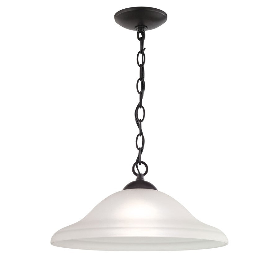 Atlas Lighting Conway 15in 1-Light Pendant | Traditional Oil Rubbed Bronze and White Frosted Glass | Kitchen Island & Dining Room | Model CL11757-BZ