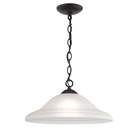 Atlas Lighting Conway 15in 1-Light Pendant | Traditional Oil Rubbed Bronze and White Frosted Glass | Kitchen Island & Dining Room | Model CL11757-BZ