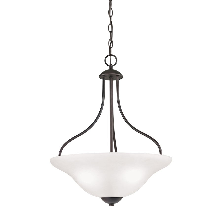 Atlas Lighting Conway 18in 3-Light Pendant | Traditional Oil Rubbed Bronze and White Frosted Glass | Kitchen Island & Dining Room | Model CL11758-BZ