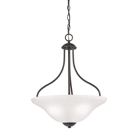 Atlas Lighting Conway 18in 3-Light Pendant | Traditional Oil Rubbed Bronze and White Frosted Glass | Kitchen Island & Dining Room | Model CL11758-BZ