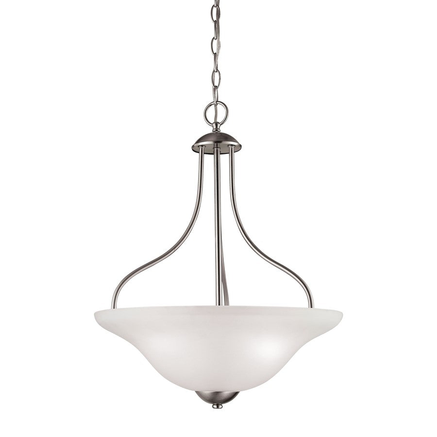 Atlas Lighting Conway 18in 3-Light Pendant | Traditional Brushed Nickel and White Frosted Glass | Kitchen Island & Dining Room | Model CL11758-NK