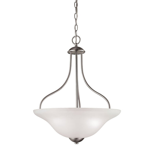 Atlas Lighting Conway 18in 3-Light Pendant | Traditional Brushed Nickel and White Frosted Glass | Kitchen Island & Dining Room | Model CL11758-NK