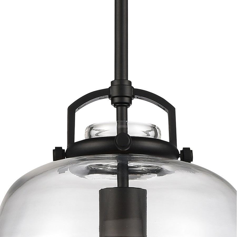 Atlas Lighting Current 12in 1-Light Pendant | Transitional Matte Black and Clear Glass | Kitchen Island & Dining Room | Model CL11759-BK