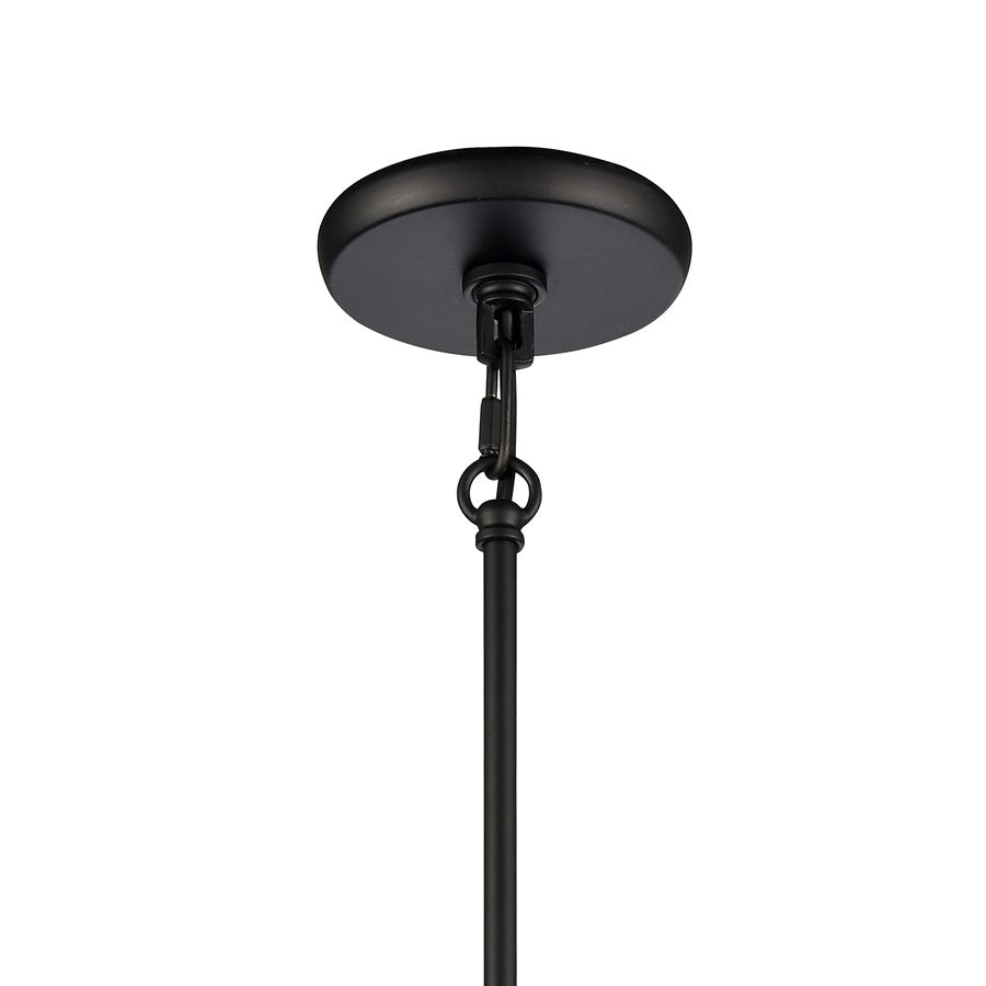 Atlas Lighting Current 12in 1-Light Pendant | Transitional Matte Black and Clear Glass | Kitchen Island & Dining Room | Model CL11759-BK