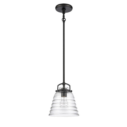 Atlas Lighting Current 8in 1-Light Pendant | Transitional Matte Black and Clear Glass | Kitchen Island & Dining Room | 8 x 8 x 9 in | Model CL11760-BK