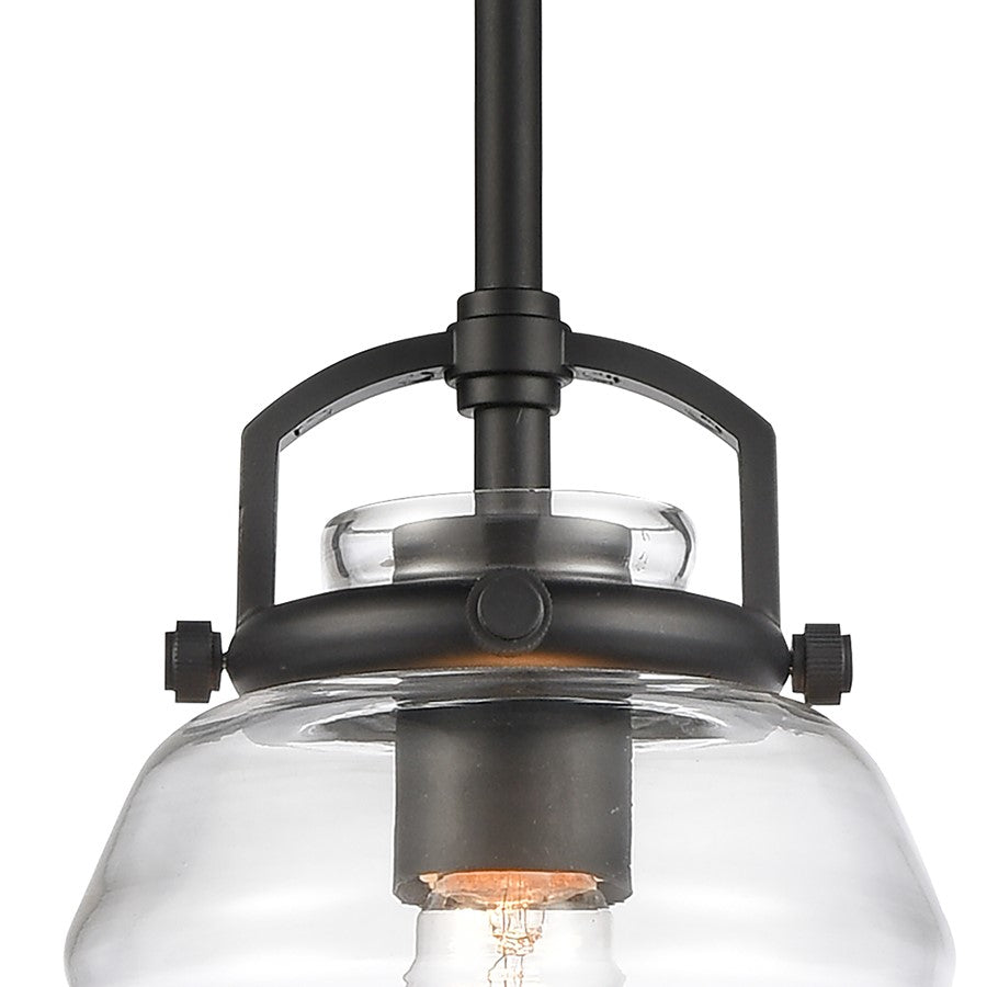 Atlas Lighting Current 8in 1-Light Pendant | Transitional Matte Black and Clear Glass | Kitchen Island & Dining Room | 8 x 8 x 9 in | Model CL11760-BK