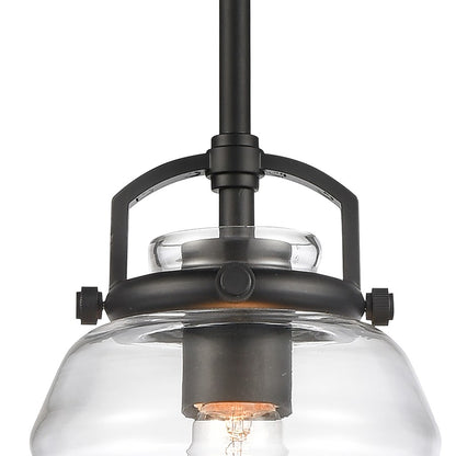 Atlas Lighting Current 8in 1-Light Pendant | Transitional Matte Black and Clear Glass | Kitchen Island & Dining Room | 8 x 8 x 9 in | Model CL11760-BK