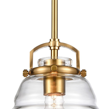 Atlas Lighting Current 8in 1-Light Pendant | Transitional Satin Brass and Clear Glass | Kitchen Island & Dining Room | 8 x 8 x 9 in | Model CL11760-BS