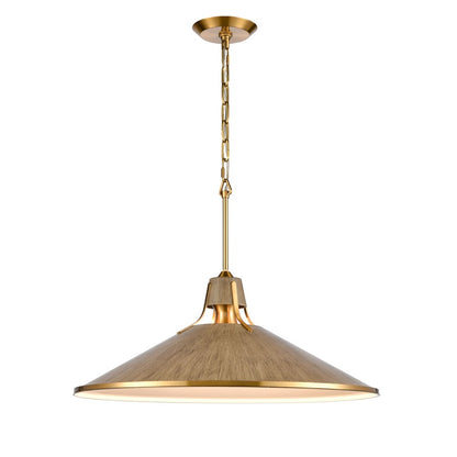 Atlas Lighting Danique 24in 1-Light Pendant | Modern Satin Brass and Corkwood Metal | Kitchen Island & Dining Room | Model CL11762-BS