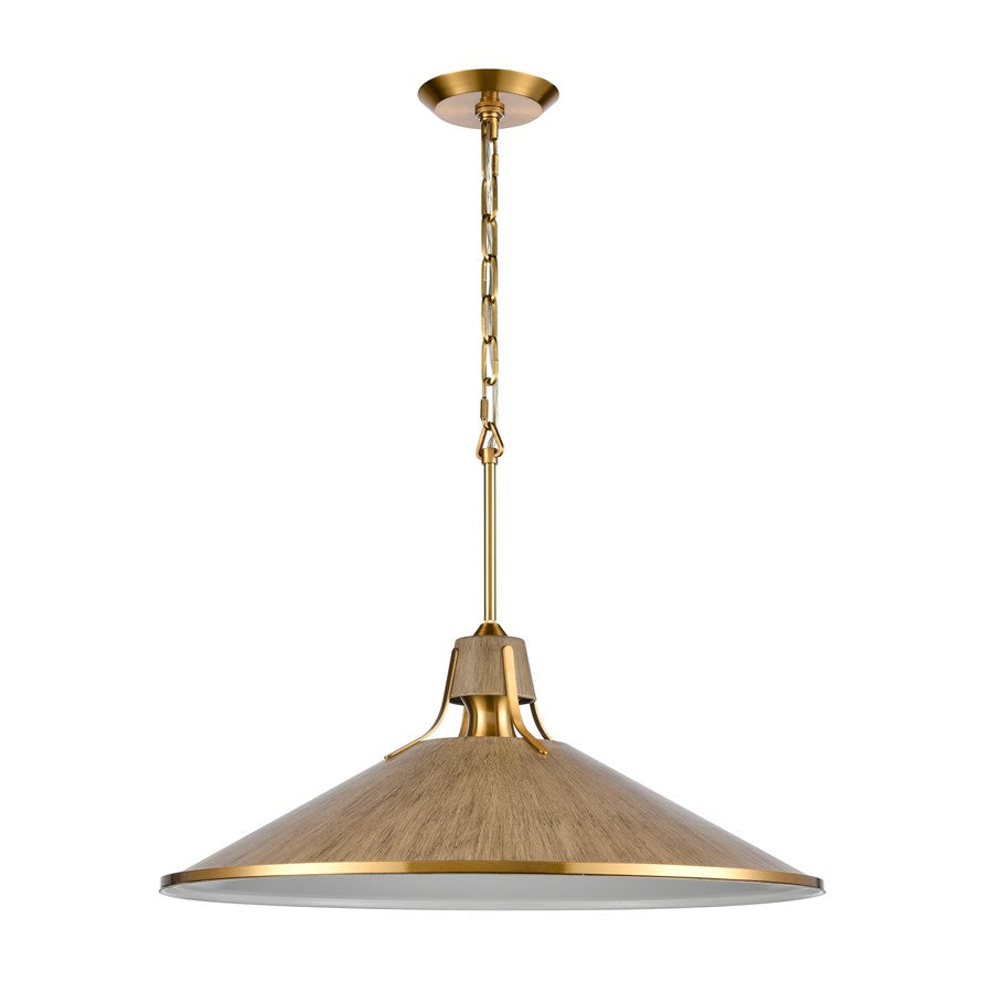 Atlas Lighting Danique 24in 1-Light Pendant | Modern Satin Brass and Corkwood Metal | Kitchen Island & Dining Room | Model CL11762-BS