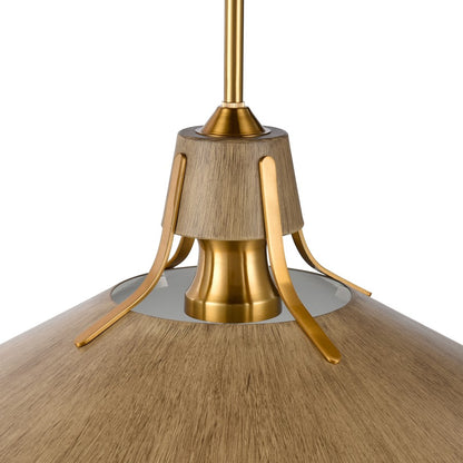 Atlas Lighting Danique 24in 1-Light Pendant | Modern Satin Brass and Corkwood Metal | Kitchen Island & Dining Room | Model CL11762-BS