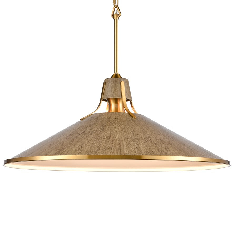 Atlas Lighting Danique 24in 1-Light Pendant | Modern Satin Brass and Corkwood Metal | Kitchen Island & Dining Room | Model CL11762-BS