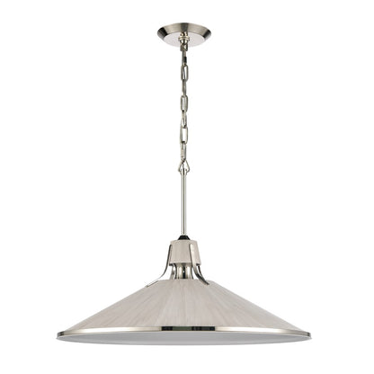 Atlas Lighting Danique 24in 1-Light Pendant | Polished Nickel and Sunbleached Oak Natural Metal | Kitchen Island & Dining Room | Model CL11762-NK