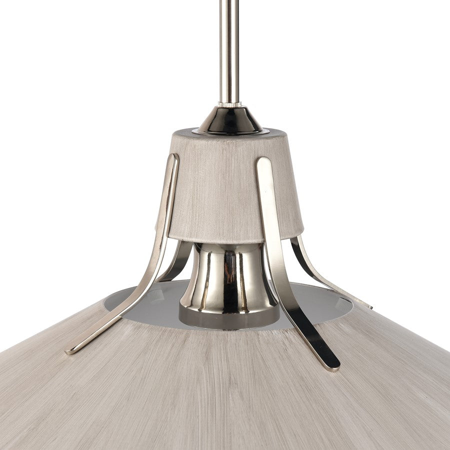 Atlas Lighting Danique 24in 1-Light Pendant | Polished Nickel and Sunbleached Oak Natural Metal | Kitchen Island & Dining Room | Model CL11762-NK