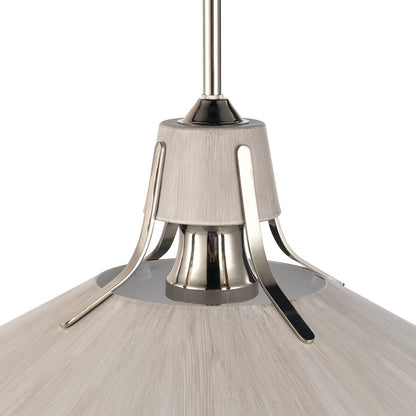 Atlas Lighting Danique 24in 1-Light Pendant | Polished Nickel and Sunbleached Oak Natural Metal | Kitchen Island & Dining Room | Model CL11762-NK