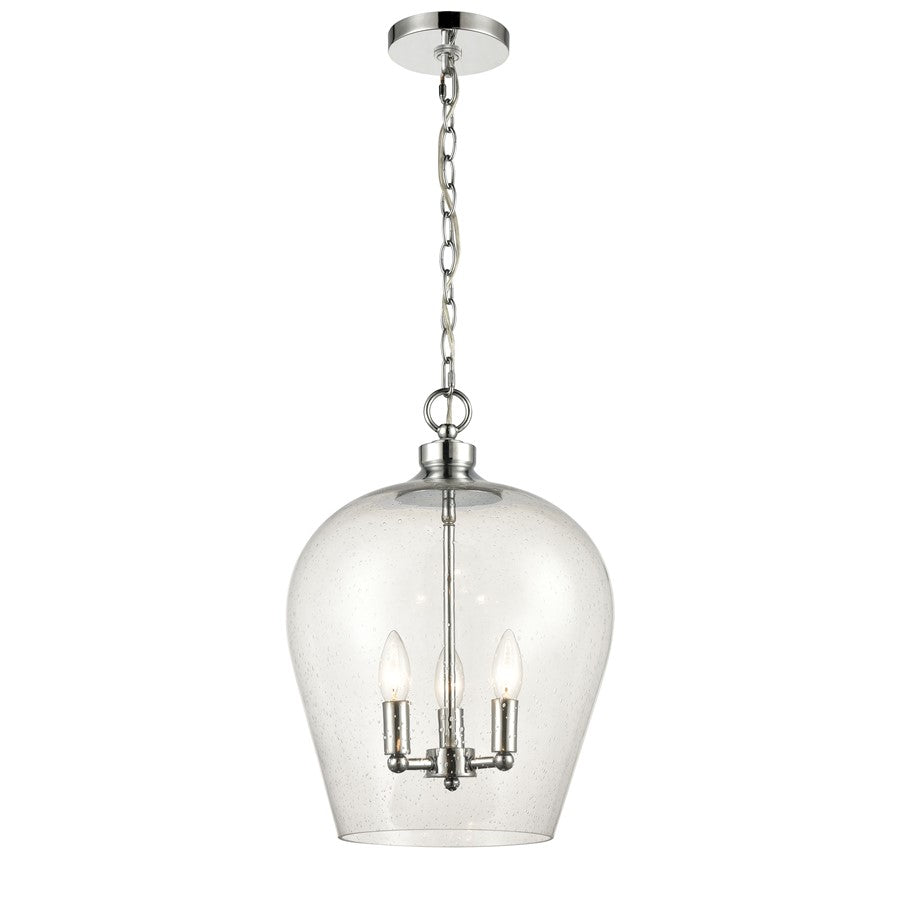Atlas Lighting Darlene 13in 3-Light Pendant | Polished Chrome and Clear Seeded Glass | Dining Room & Kitchen Island | Model CL11763-CH