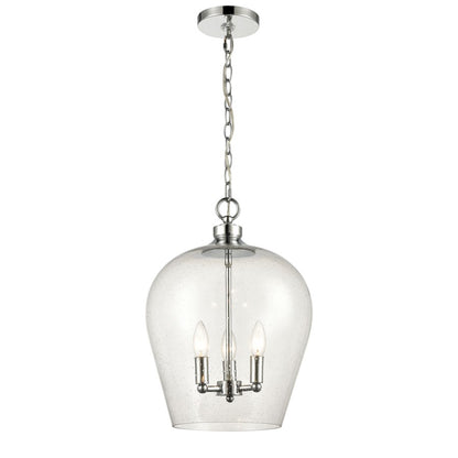 Atlas Lighting Darlene 13in 3-Light Pendant | Polished Chrome and Clear Seeded Glass | Dining Room & Kitchen Island | Model CL11763-CH