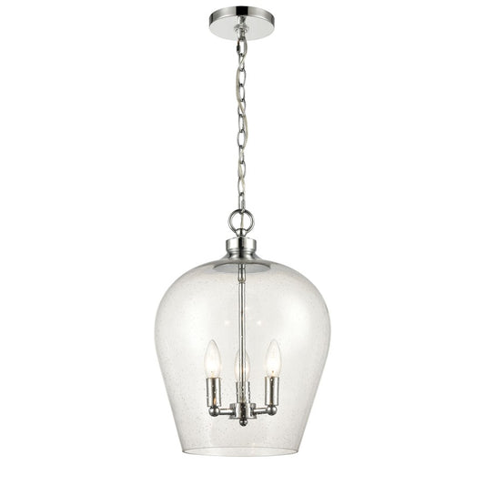 Atlas Lighting Darlene 13in 3-Light Pendant | Polished Chrome and Clear Seeded Glass | Dining Room & Kitchen Island | Model CL11763-CH