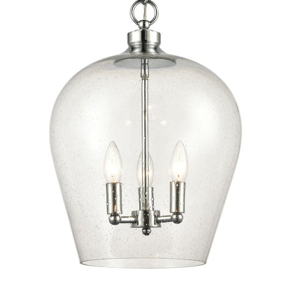 Atlas Lighting Darlene 13in 3-Light Pendant | Polished Chrome and Clear Seeded Glass | Dining Room & Kitchen Island | Model CL11763-CH