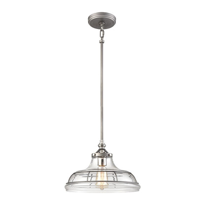 Atlas Lighting Dunkirk 13in 1-Light Pendant | Weathered Zinc and Polished Nickel Clear Glass | Entryway & Dining Room | Model CL11765-GY