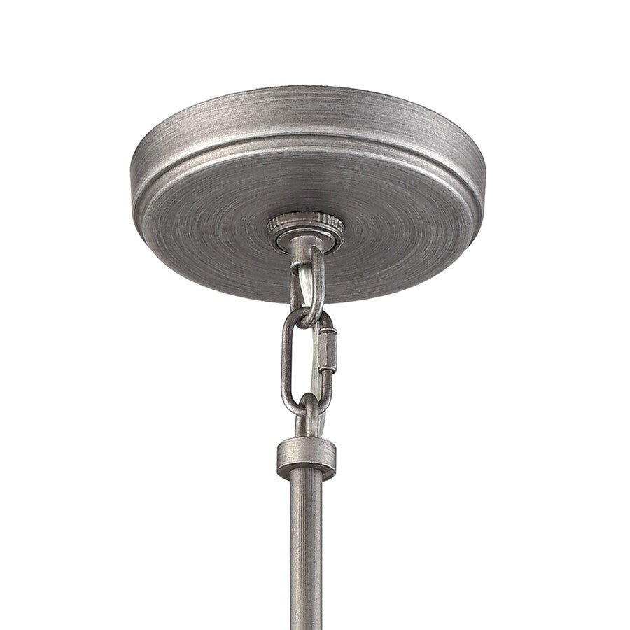 Atlas Lighting Dunkirk 13in 1-Light Pendant | Weathered Zinc and Polished Nickel Clear Glass | Entryway & Dining Room | Model CL11765-GY