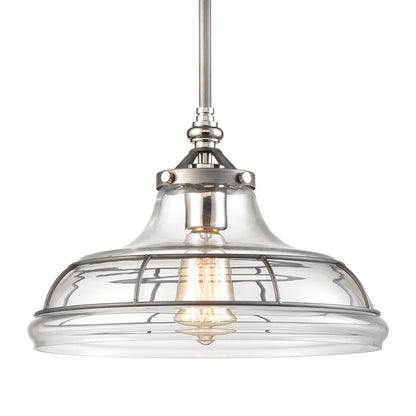 Atlas Lighting Dunkirk 13in 1-Light Pendant | Weathered Zinc and Polished Nickel Clear Glass | Entryway & Dining Room | Model CL11765-GY