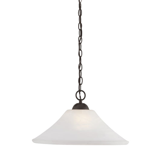 Atlas Lighting Elipse 18in 1-Light Pendant | Traditional Painted Bronze and White Frosted Glass | Kitchen Island & Dining Room | Model CL11766-BZ