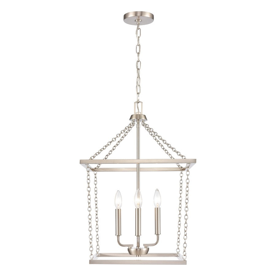 Atlas Lighting Emmett 17in 4-Light Pendant | Transitional Brushed Nickel Metal Cage | Kitchen Island & Dining Room | Model CL11769-NK