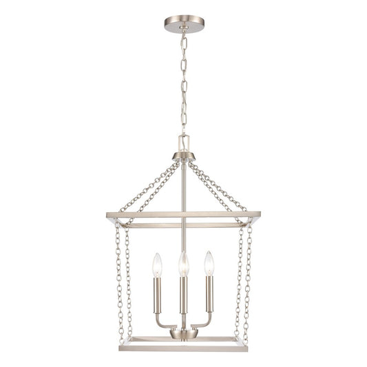 Atlas Lighting Emmett 17in 4-Light Pendant | Transitional Brushed Nickel Metal Cage | Kitchen Island & Dining Room | Model CL11769-NK