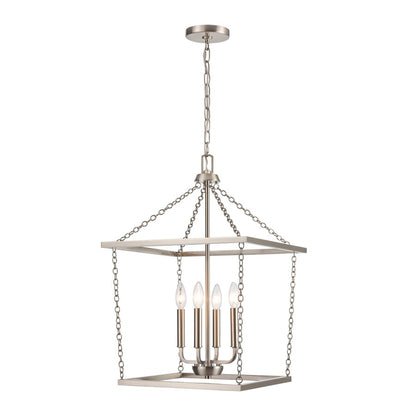 Atlas Lighting Emmett 17in 4-Light Pendant | Transitional Brushed Nickel Metal Cage | Kitchen Island & Dining Room | Model CL11769-NK