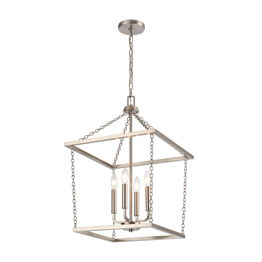 Atlas Lighting Emmett 17in 4-Light Pendant | Transitional Brushed Nickel Metal Cage | Kitchen Island & Dining Room | Model CL11769-NK