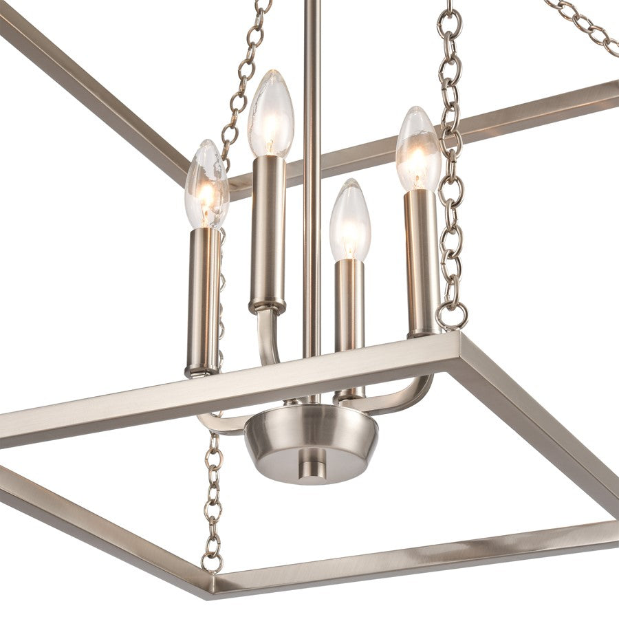 Atlas Lighting Emmett 17in 4-Light Pendant | Transitional Brushed Nickel Metal Cage | Kitchen Island & Dining Room | Model CL11769-NK