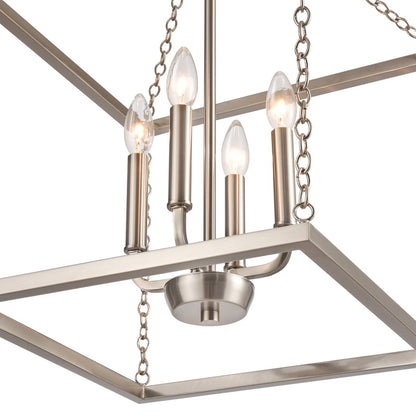 Atlas Lighting Emmett 17in 4-Light Pendant | Transitional Brushed Nickel Metal Cage | Kitchen Island & Dining Room | Model CL11769-NK