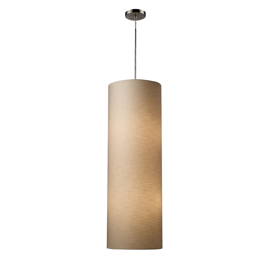 Atlas Lighting Fabric Cylinders 12in 4-Light Pendant | Modern Satin Nickel and Beige Fabric Drum | Kitchen Island & Dining Room | Model CL11770-NK