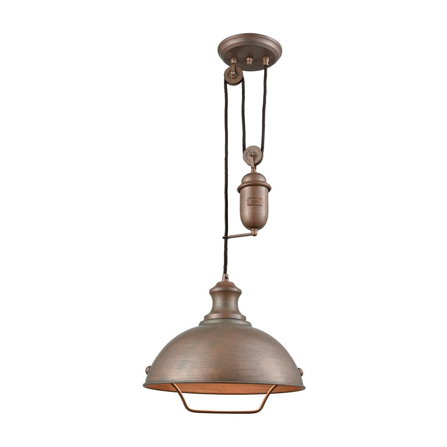 Atlas Lighting Farmhouse 14in 1-Light Pendant | Transitional Tarnished Brass Metal | Kitchen Island & Dining Room | 14 x 14 x 39 in | Model CL11771-BS