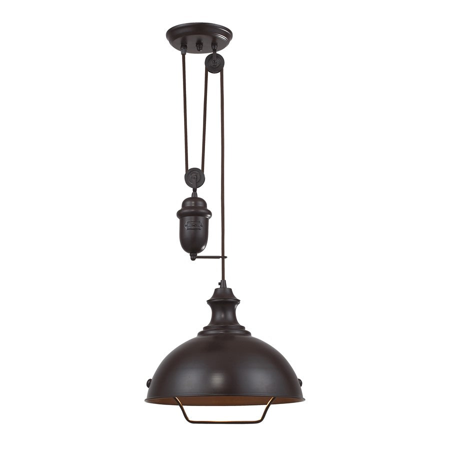 Atlas Lighting Farmhouse 14in 1-Light Pendant | Transitional Oil Rubbed Bronze Metal | Kitchen Island & Dining Room | Model CL11771-BZ