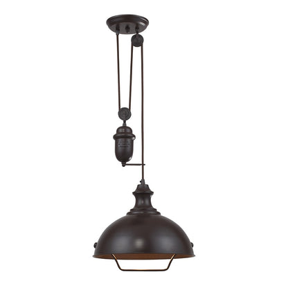 Atlas Lighting Farmhouse 14in 1-Light Pendant | Transitional Oil Rubbed Bronze Metal | Kitchen Island & Dining Room | Model CL11771-BZ