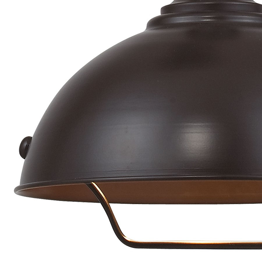 Atlas Lighting Farmhouse 14in 1-Light Pendant | Transitional Oil Rubbed Bronze Metal | Kitchen Island & Dining Room | Model CL11771-BZ