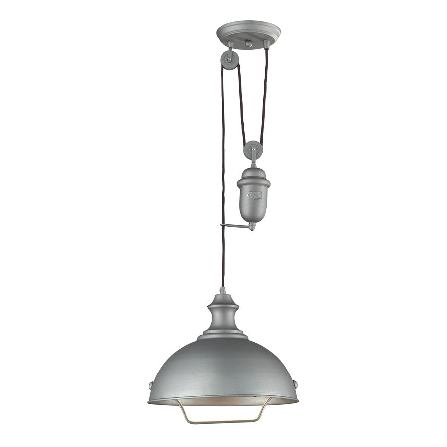 Atlas Lighting Farmhouse 14in 1-Light Pendant | Aged Pewter and Silver Metal | Kitchen Island & Dining Room | 14 x 14 x 70 in | Model CL11771-SV