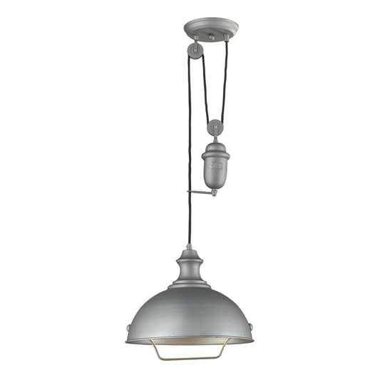 Atlas Lighting Farmhouse 14in 1-Light Pendant | Aged Pewter and Silver Metal | Kitchen Island & Dining Room | 14 x 14 x 70 in | Model CL11771-SV