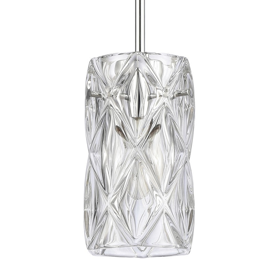 Atlas Lighting Forma de Crystal 17in 6-Light Pendant | Polished Chrome and Clear Textured Glass | Modern Dining Room & Living Room | Model CL11772-CH