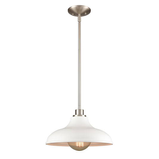 Atlas Lighting Grenville 13in 1-Light Pendant | White and Brushed Nickel Metal | Kitchen Island & Dining Room | 13 x 13 x 13 in | Model CL11774-WH