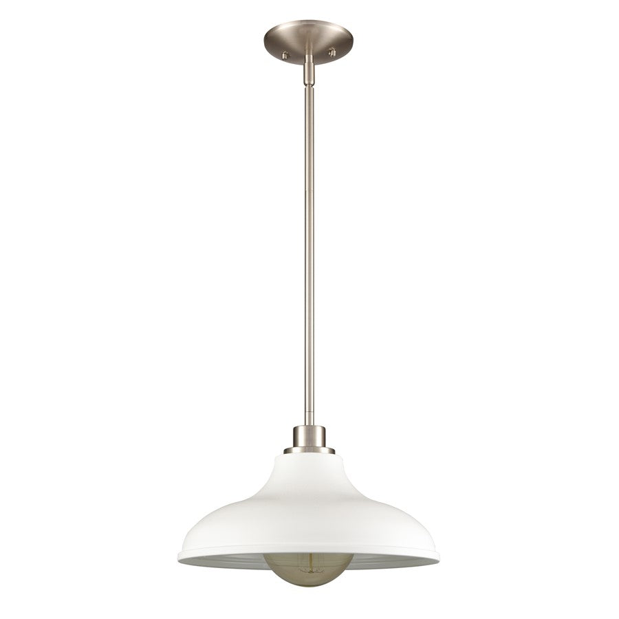 Atlas Lighting Grenville 13in 1-Light Pendant | White and Brushed Nickel Metal | Kitchen Island & Dining Room | 13 x 13 x 13 in | Model CL11774-WH