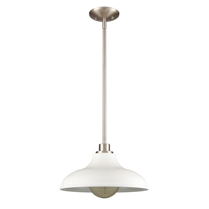 Atlas Lighting Grenville 13in 1-Light Pendant | White and Brushed Nickel Metal | Kitchen Island & Dining Room | 13 x 13 x 13 in | Model CL11774-WH